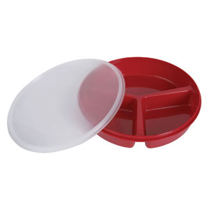 Ableware 745270004 Partitioned Red Scoop Dish with Lid by Maddak