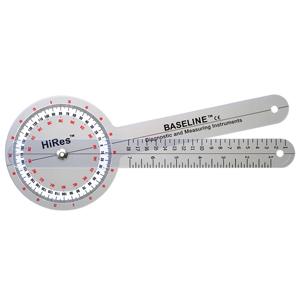 Baseline 12-1000HR HiRes Plastic Goniometer w/ 360° Head-12" Arm