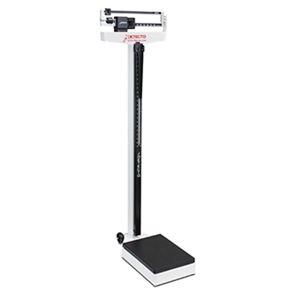 Detecto 438 450 lb Capacity Beam Scale with Height Rod and Wheels