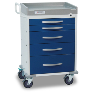 Detecto RC33669BLU Rescue Anesthesiology Medical Cart-5 Blue Drawers