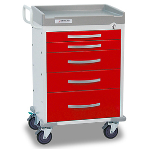 Detecto RC33669RED Rescue Series ER Medical Cart-5 Red Drawers