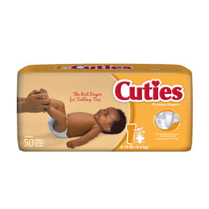 Cuties CR1001 Baby Diapers-Size 1-200/Case