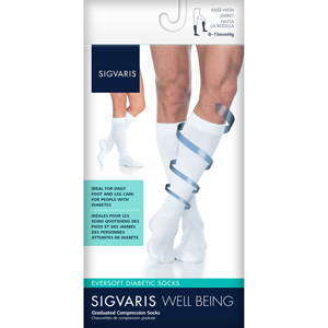 SIGVARIS 160CK Eversoft Diabetic Calf High Socks-8-15 mmHg