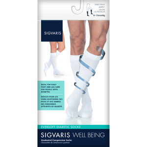 SIGVARIS 160C Eversoft Diabetic Calf High Socks-8-15 mmHg-Small-White
