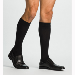 SIGVARIS 186CB99 15-20 mmHg Mens Casual Cotton Socks-Size B-Black