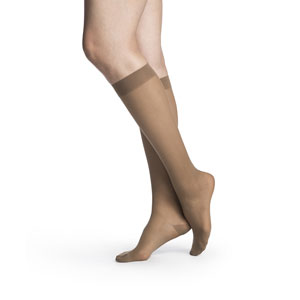 SIGVARIS 782C Womens Eversheer Calf High Socks-Medium Short-Cafe