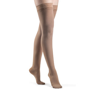 SIGVARIS 841N Womens Soft Opaque Thigh High Socks-Medium Long-Pecan