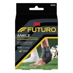 3M Futuro Sport Moisture Control 3M 48635ENR-3M Futuro Ankle Support, Left or Right Foot, Black, Adu