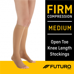 3M Futuro 3M 71033EN-3M Futuro Knee Length Compression Stockings, Beige, Medium, Stockings & Socks (