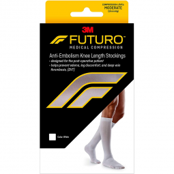 3M Futuro 3M 71055EN-3M Futuro Anti-Embolism Stockings, Knee-High, Closed-Toe, Medium/Regular, White
