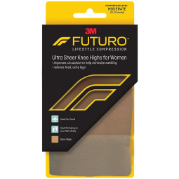 3M Futuro 71061EN Ultra Sheet Compression Knee Highs for Women, Nude, Large (Pair)