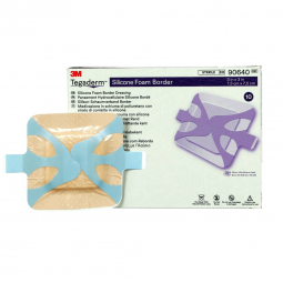 3M Tegaderm 3M Healthcare 90640 Silicone Adhesive with Border Silicone Foam Dressing, 3 x 3 Inch, Fo