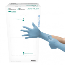 Micro-Touch Ansell 6034152-Micro-Touch Nitrile Extended Cuff Length Exam Glove, Medium, Blue (BX/50 