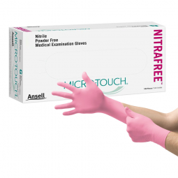 Micro-Touch NitraFree Ansell 6034512-Micro-Touch NitraFree Nitrile Exam Glove, Medium, Pink (BX/100)