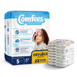 Comfees Attends Healthcare 41541-Comfees Premium Diapers, Unisex, Baby, Tab Closure, Size 5, Kid Des