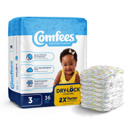 Comfees Attends Healthcare CMF-3-Attends Comfees Premium Diapers, Unisex, Baby, Tab Closure, Size 3,