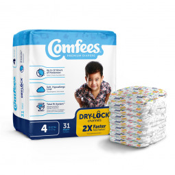 Comfees Attends Healthcare CMF-4-Comfees Premium Diapers, Unisex, Baby, Tab Closure, Size 4 (CS/124)