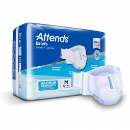Attends Attends Healthcare DDA20-Attends Briefs, Adult, Medium, Heavy Absorbency, Disposable, White,