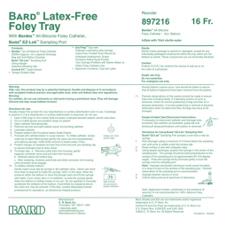 Bardia Bard 897216-Bardia Indwelling Catheter Tray, 16 Fr, Chamber Bag, Catheter & Bag Kits & Trays 