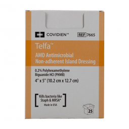 Cardinal 7665 Telfa AMD Impregnated Antimicrobial Dressing, 4 x 5 in (CS/200)