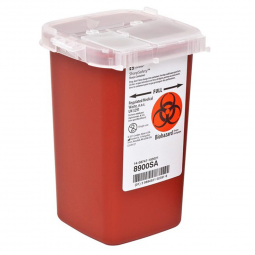 SharpSafety Cardinal 8900SA-SharpSafety Phlebotomy Sharps Container, 1 Quart, 6 x 4 x 4 Inch, Rec