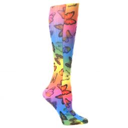 Celeste Stein Womens Compression Sock-Rainbow Butterflies