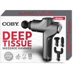Coby CMH-520 Adjustable-Speed Deep Tissue Massage Gun w/ LED Display & 5 Attachments