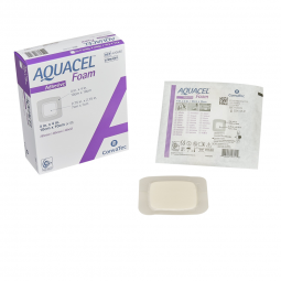 Aquacel ConvaTec 420680-Aquacel Silicone Adhesive with Border Silicone Foam Dressing, 4 x 4 Inch, Fo