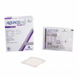 Aquacel Ag ConvaTec 420681-Aquacel Ag Adhesive Silver Foam Dressing, 4 x 4 Inch, Silver Dressings (B