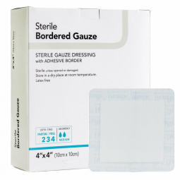 DermaRite Bordered Gauze DermaRite Industries 00255-DermaRite Adhesive Dressing, 4 x 4 in, White, Ga