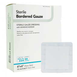 DermaRite Bordered Gauze DermaRite Industries 00263E-DermaRite Bordered Gauze Adhesive Dressing, 6 x