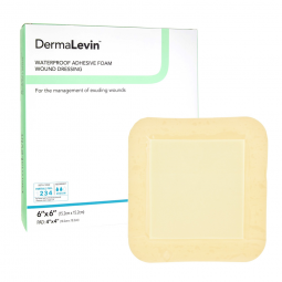 DermaLevin DermaRite Industries 00285E-DermaLevin Adhesive with Border Foam Dressing, 6 x 6 in, Foam