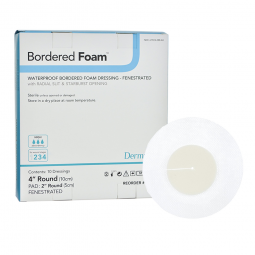 BorderedFoam DermaRite Industries 00288E-BorderedFoam Adhesive with Border Foam Dressing, 4 in Round