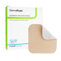 DermaRite 00291E DermaFoam Non-Adhesive Foam Dressing w/out Border, 4 x 4-1/4 in (BX)