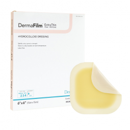 DermaFilm DermaRite Industries 00306E-DermaFilm Thin with Border Hydrocolloid Dressing, 6 x 6 in, Hy