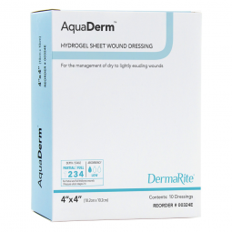 AquaDerm DermaRite Industries 00324E-DermaRite AquaDerm Hydrogel Sheet, 4 x 4 inch, Hydrogels (BX)
