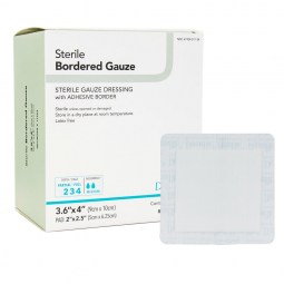 DermaRite Bordered Gauze DermaRite Industries 11364-DermaRite Gauze Adhesive Dressing, White, Steril
