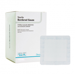 DermaRite Bordered Gauze DermaRite Industries 11410-DermaRite Sterile Gauze Adhesive Dressing, 4 x 1
