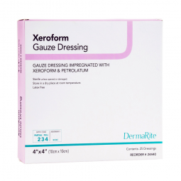 Xeroform DermaRite Industries 24440-Xeroform Xeroform Petrolatum Impregnated Dressing, 4 x 4 in (BX/