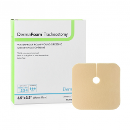 DermaRite 45330 DermaFoam Tracheostomy Non-Adhesive Foam Dressing w/out Border (BX/10)