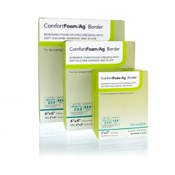 ComfortFoam/Ag Border DermaRite Industries 48440-ComfortFoam/Ag Border Silver Foam Dressing, 4 x 4 I