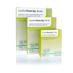 ComfortFoam/Ag Border DermaRite Industries 48440-ComfortFoam/Ag Border Silver Foam Dressing, 4 x 4 i