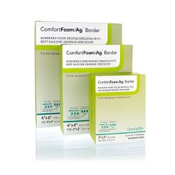 ComfortFoam/Ag Border DermaRite Industries 48440-ComfortFoam/Ag Border Silver Foam Dressing, 4 x 4 i