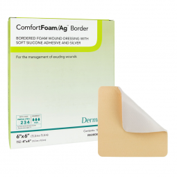 ComfortFoam/Ag Border DermaRite Industries 48660-ComfortFoam/Ag Border Silver Foam Dressing, 6 x 6 I