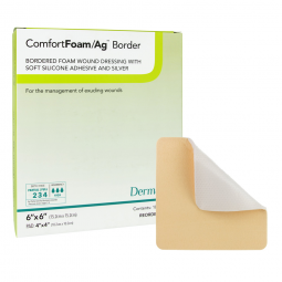 ComfortFoam/Ag Border DermaRite Industries 48660-ComfortFoam/Ag Border Silver Foam Dressing, 6 x 6 i