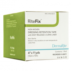 RiteFix DermaRite Industries 68411-RiteFix Nonwoven Dressing Retention Tape, 4 Inch x 11 Yard, White