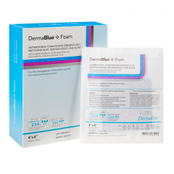 DermaBlue+ Foam DermaRite Industries 76040414-DermaBlue+ Foam Silver Foam Dressing, 4 x 4 Inch, Foam