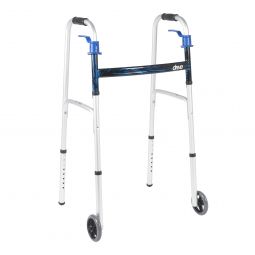 Drive Medical 10226-1 Aluminum Dual Release Folding Walker, 32 to 39 in