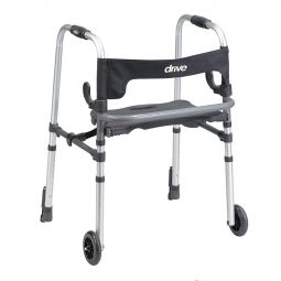 Drive 10233 Clever Lite LS Walker Rollator w/ Seat & Push Down Brakes