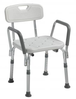 Drive Medical 12445KD-1 Knock Down Bath Bench w/ Back and Padded Arms